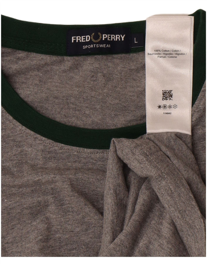 FRED PERRY T-shirt da uomo Top grande in cotone grigio