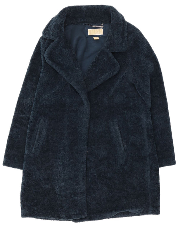 Soprabito in pelliccia sintetica da donna Michael Kors UK 14 poliestere medio blu navy