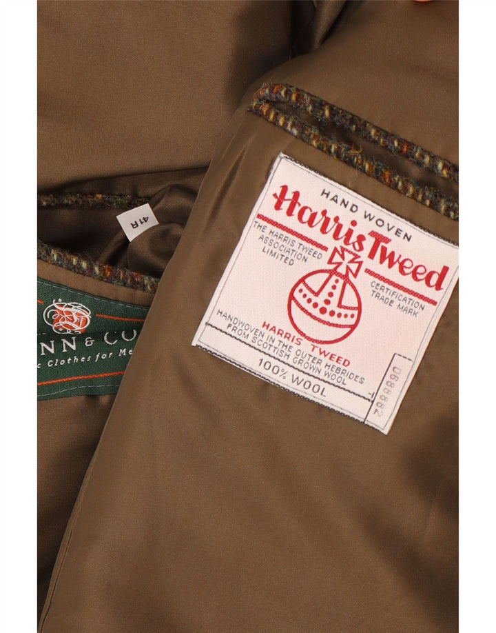 Giacca blazer a 3 bottoni da uomo Harris Tweed IT 41 lana a quadri marroni grandi
