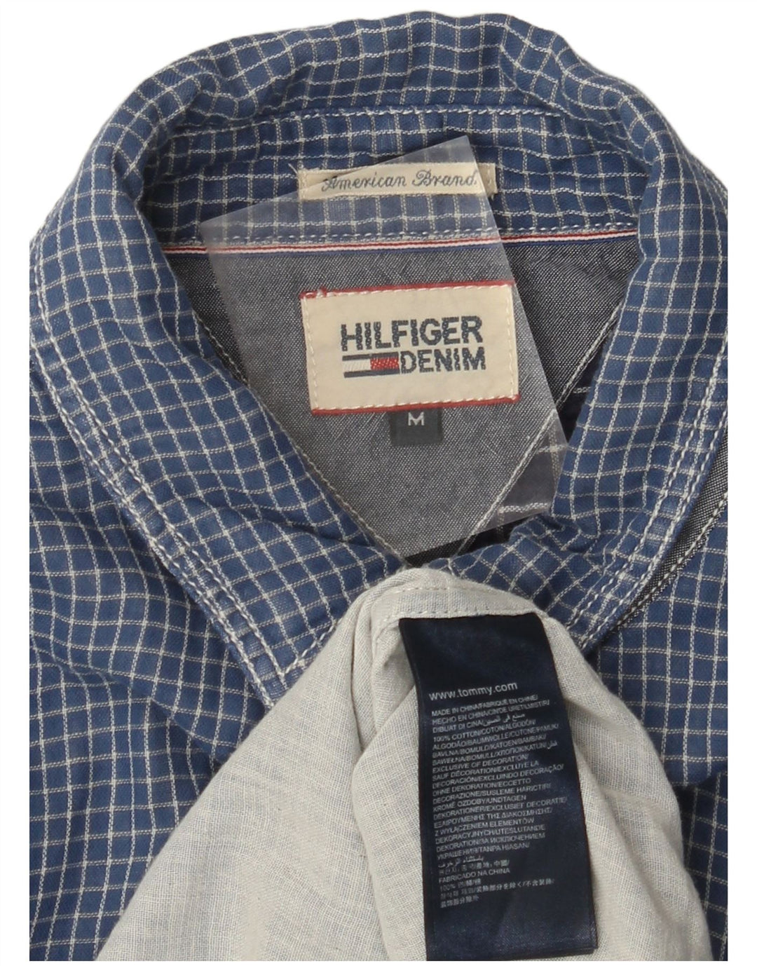 TOMMY HILFIGER Camicia da uomo in flanella di cotone a quadri blu medio