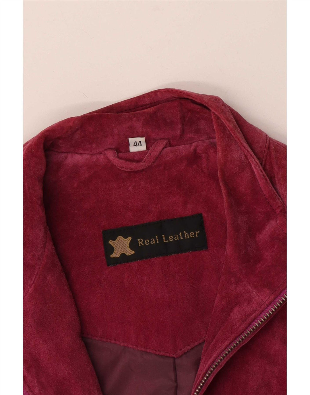 Giubbotto bomber vintage in pelle scamosciata da donna IT 44 in pelle rosa medio