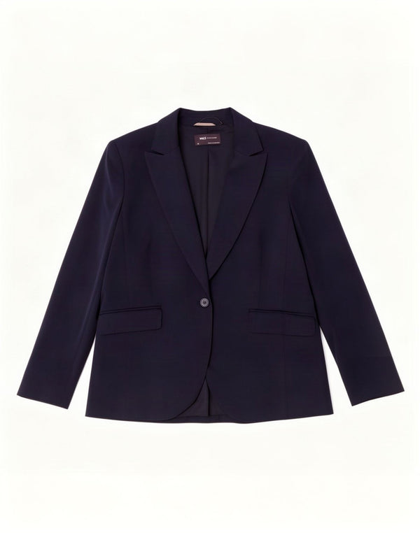 Giacca blazer a 1 bottone da donna Marks & Spencer UK 20 2XL poliestere blu navy