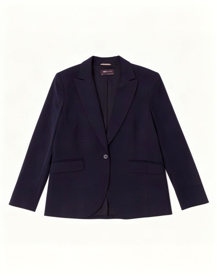 Giacca blazer a 1 bottone da donna Marks & Spencer UK 20 2XL poliestere blu navy