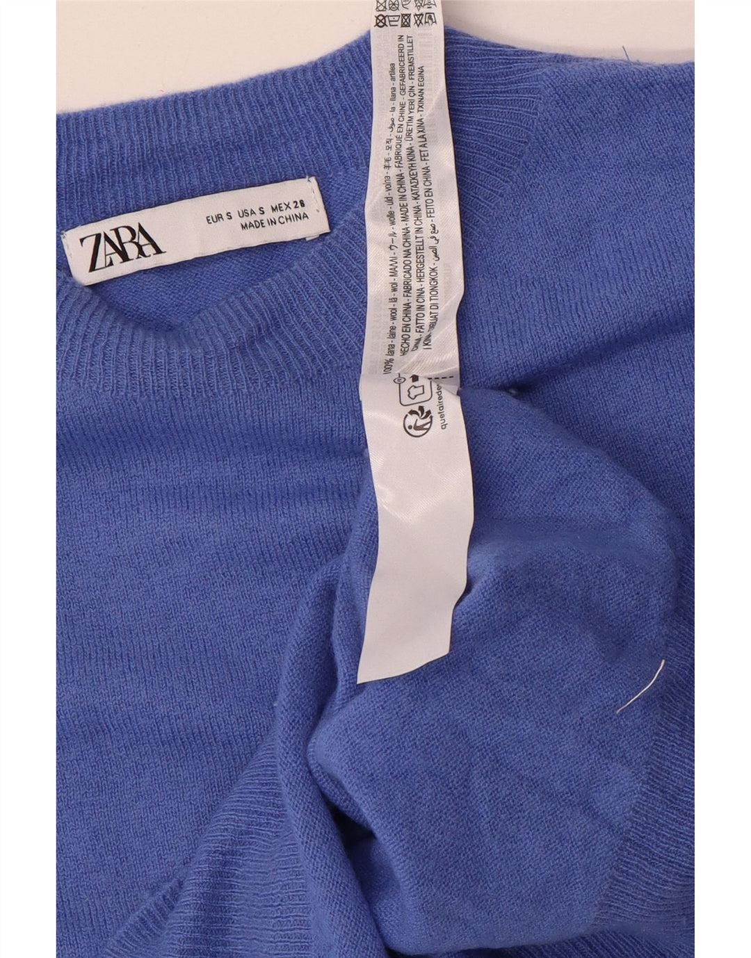 Maglione girocollo oversize da donna Zara UK 10 piccolo in lana blu