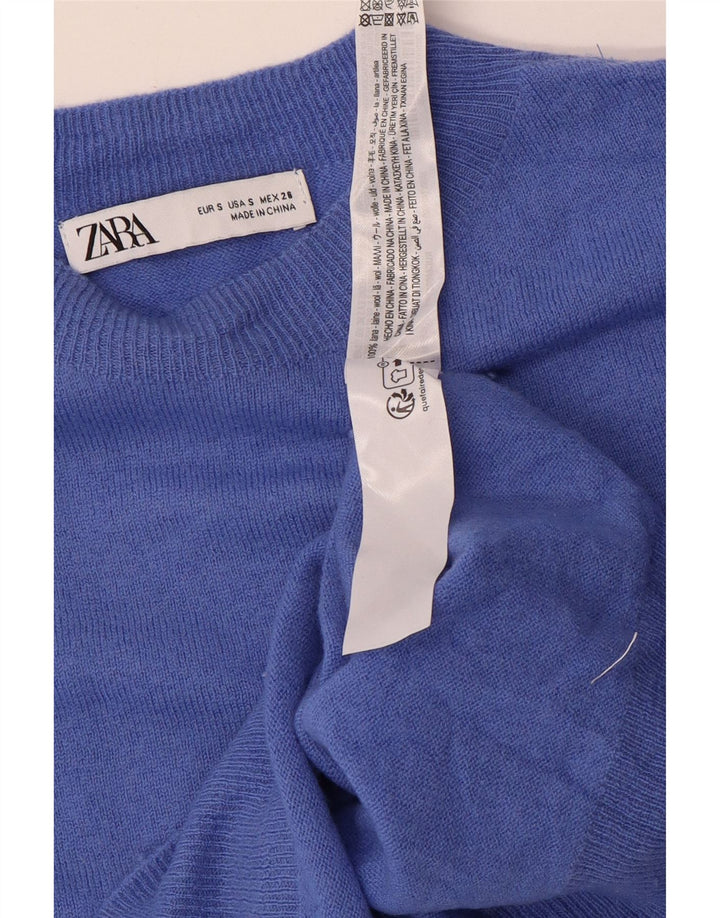Maglione girocollo oversize da donna Zara UK 10 piccolo in lana blu