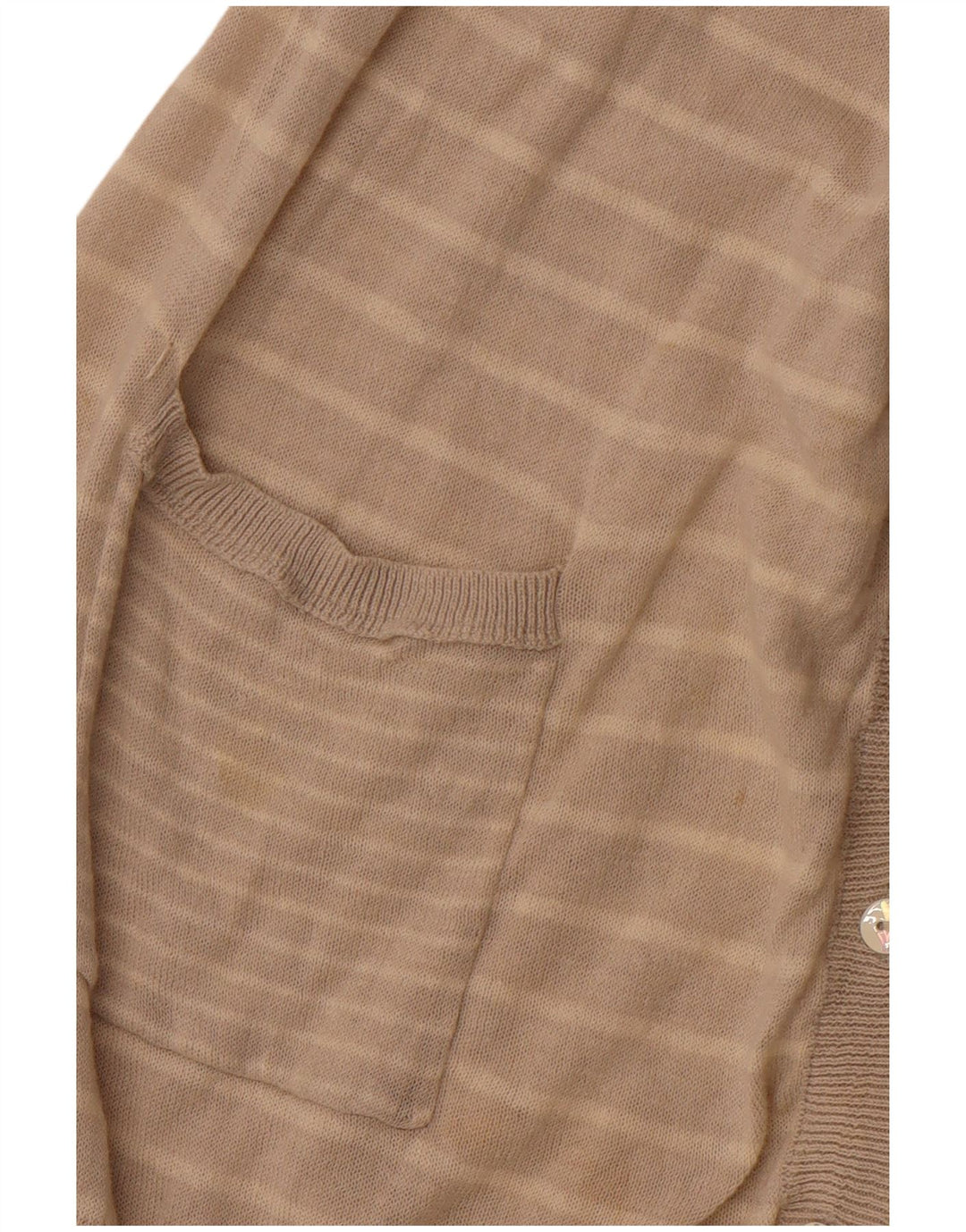 WHITE STUFF Maglione cardigan da donna UK 14 Lino a righe beige grande