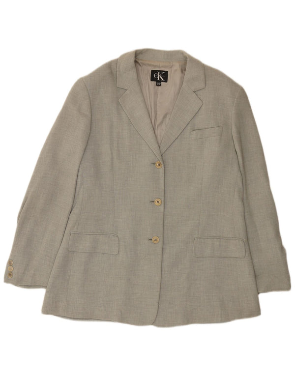 Giacca blazer a 3 bottoni da donna Calvin Klein US 14 XL viscosa grigia