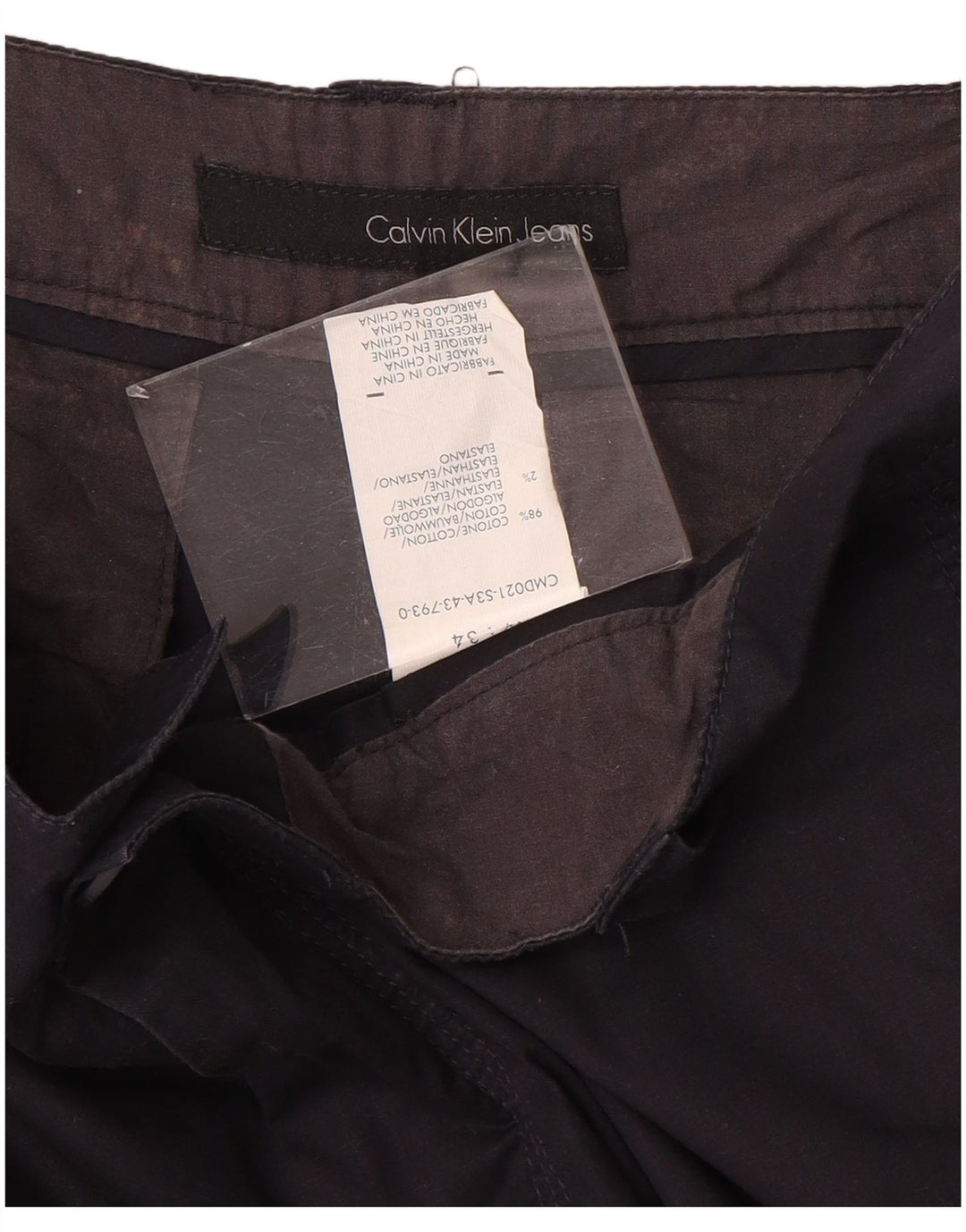 Pantaloncini cargo da uomo Calvin Klein W34 Large in cotone blu navy