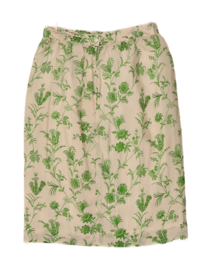 Gonna dritta da donna vintage W28 floreale bianca media