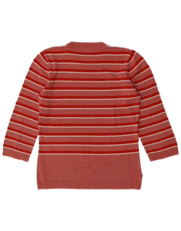 Levi's Donna Maglione girocollo manica 3/4 maglione UK 12 a righe rosa medio