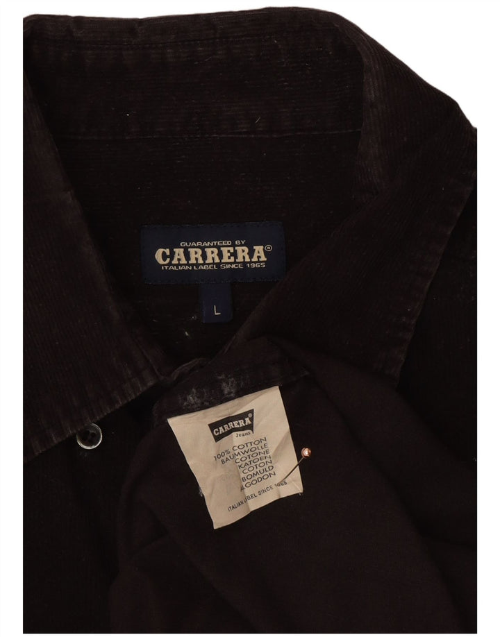 CARRERA Camicia da uomo in velluto a coste grande in cotone nero