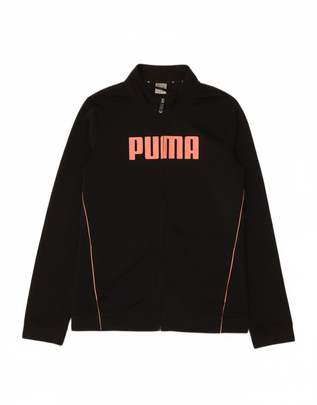 PUMA Girls Graphic Tracksuit Top Jacket 13-14 Years Black Polyester