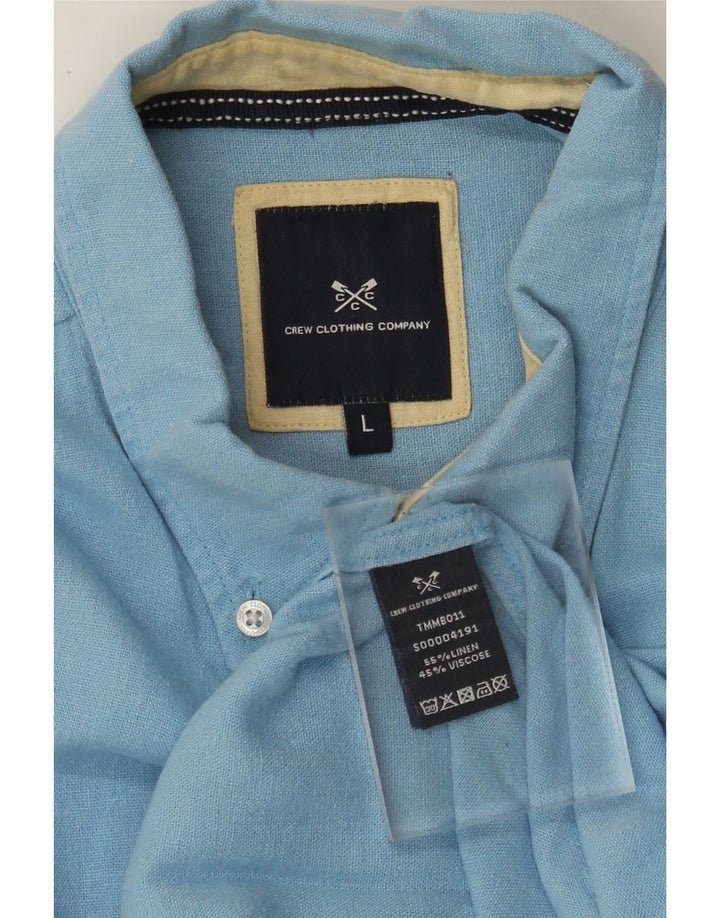 CREW CLOTHING Camicia da uomo grande in lino blu