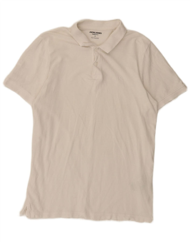 Polo da uomo Regular Fit Jack & Jones in cotone bianco medio