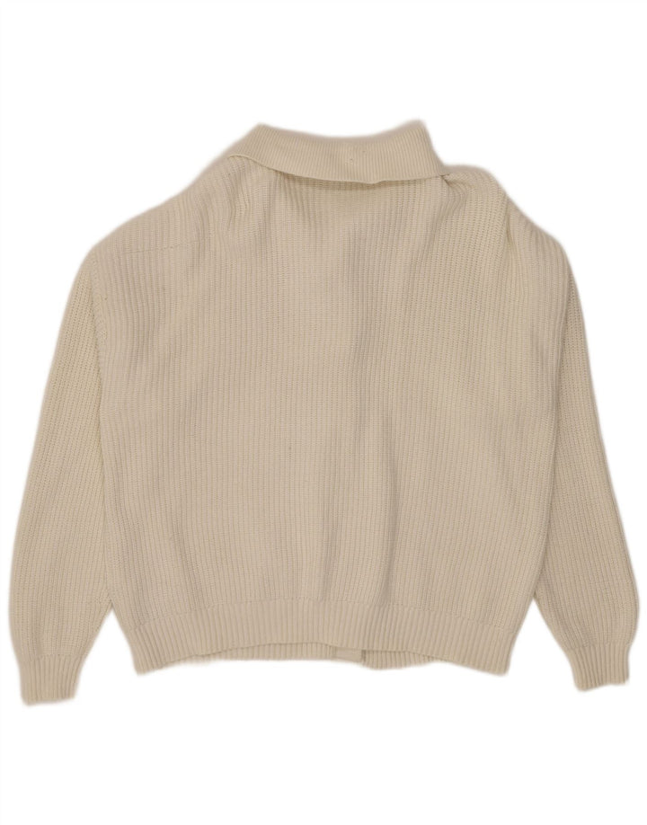 Maglione cardigan da donna Marks & Spencer UK 16 grande viscosa bianca
