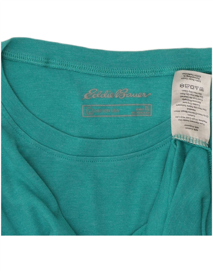 EDDIE BAUER Top da donna a maniche lunghe UK 14 Large Turchese Cotone
