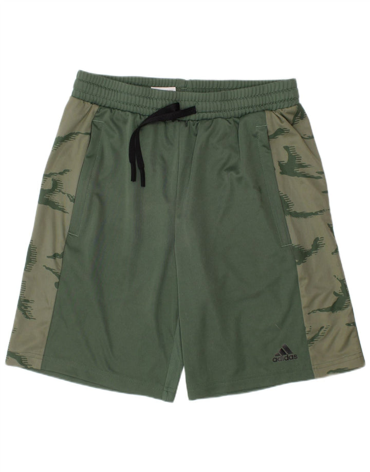 Pantaloncini sportivi ADIDAS Aeroready da bambino 11-12 anni in poliestere mimetico verde