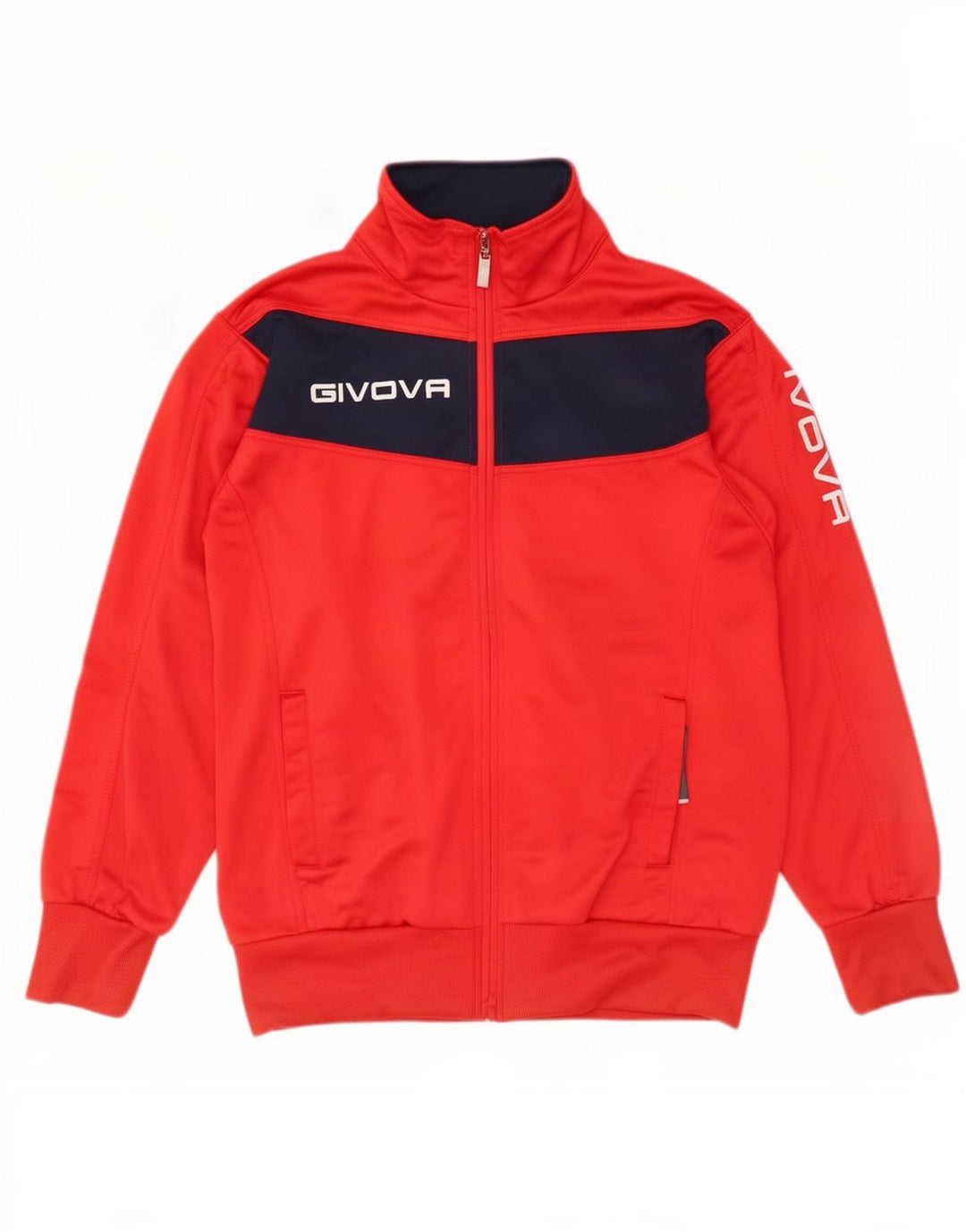 Giacca da ginnastica da uomo con grafica Givova, grande, poliestere color block rosso