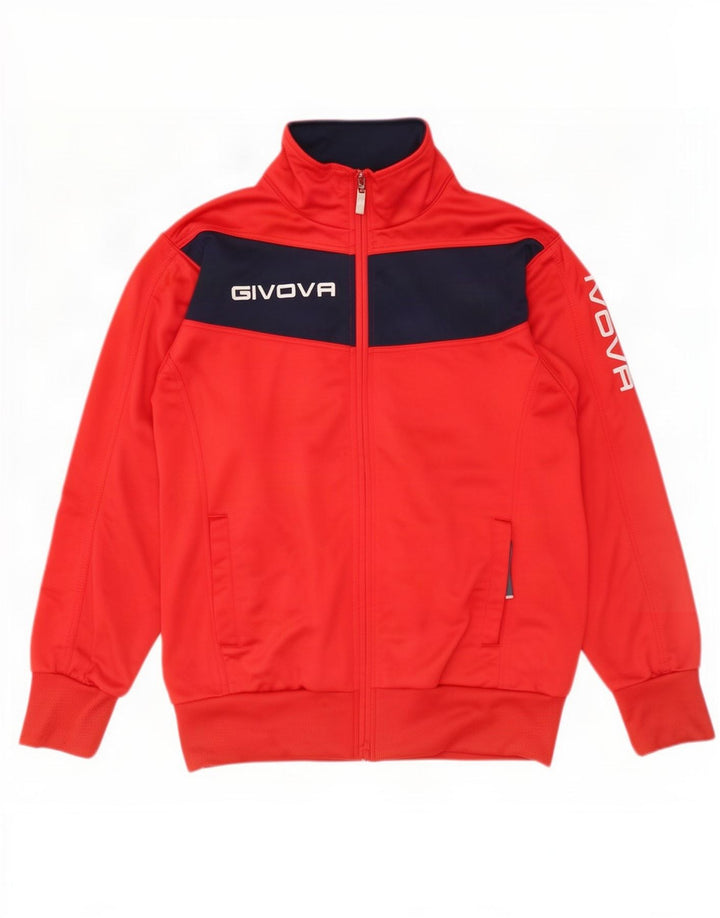 Giacca da ginnastica da uomo con grafica Givova, grande, poliestere color block rosso