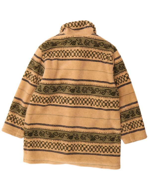 Soprabito oversize in pile vintage da donna EU 40 a righe beige medio