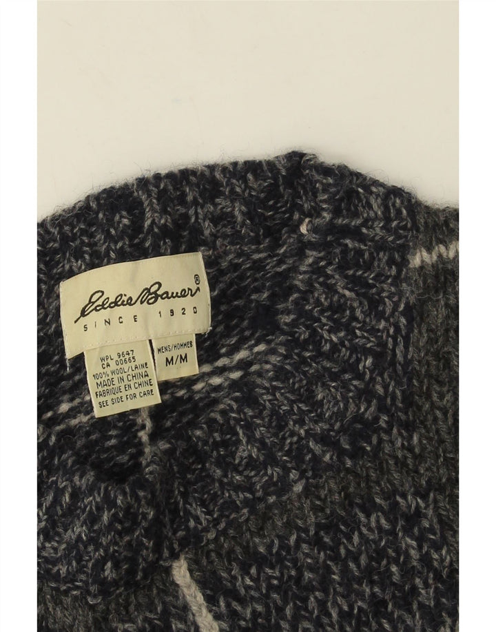 Eddie Bauer Maglione girocollo da uomo in lana a quadri blu navy medio