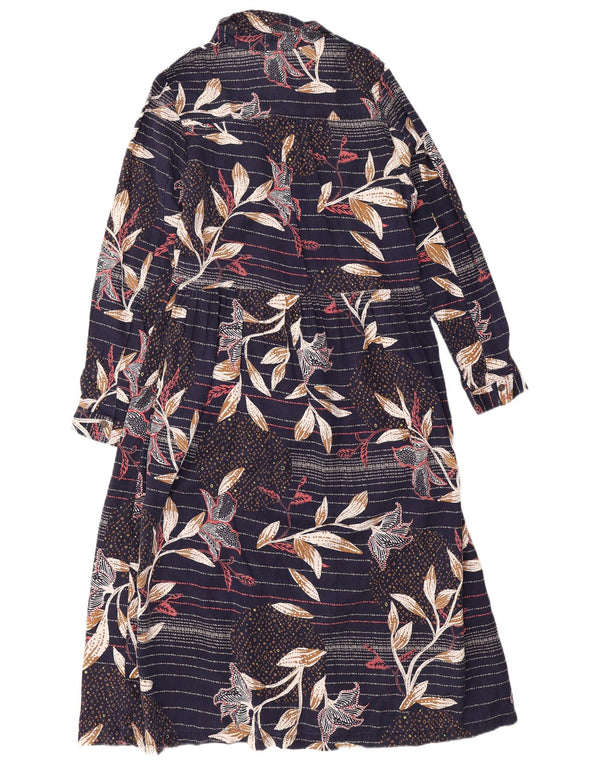 Abito maxi camicia da donna di White Stuff UK 12 Lyocell floreale medio blu navy