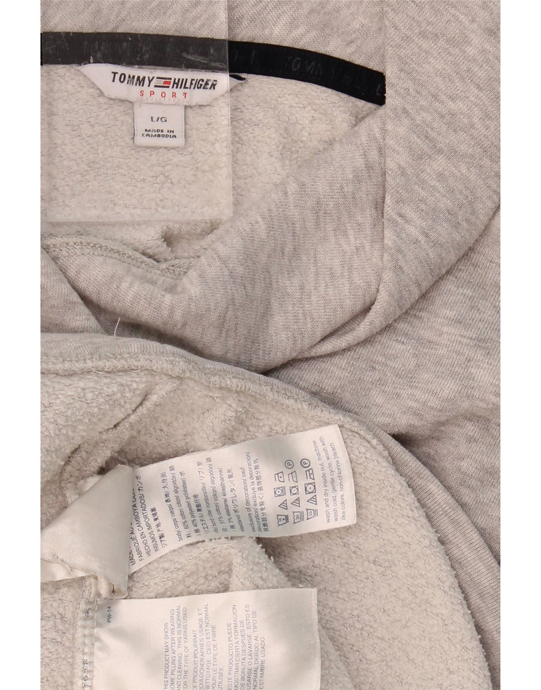 TOMMY HILFIGER Womens Sweatshirt Jumper UK 16 Large Grey Cotton Vintage Tommy Hilfiger and Second-Hand Tommy Hilfiger from Messina Hembry 
