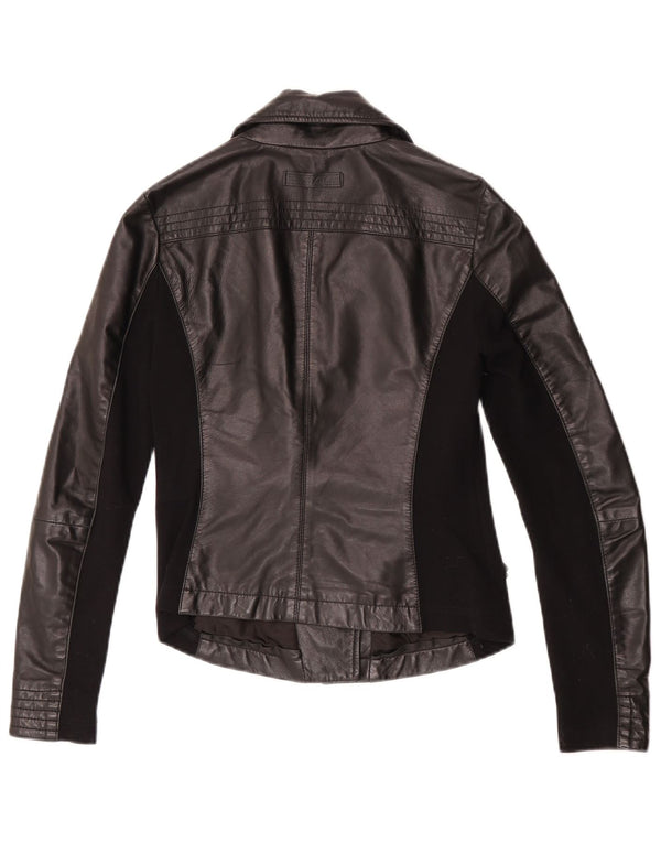 Giacca da motociclista in pelle corta da donna Toy G UK 8 piccola in pelle nera