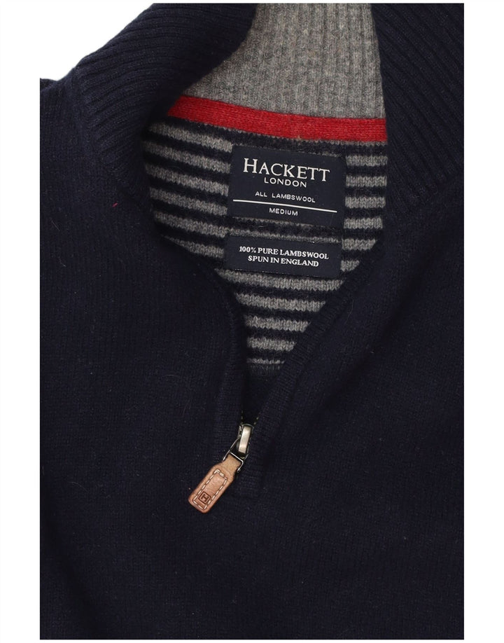 Maglione da uomo HACKETT con zip e collo in lana d'agnello medio blu navy