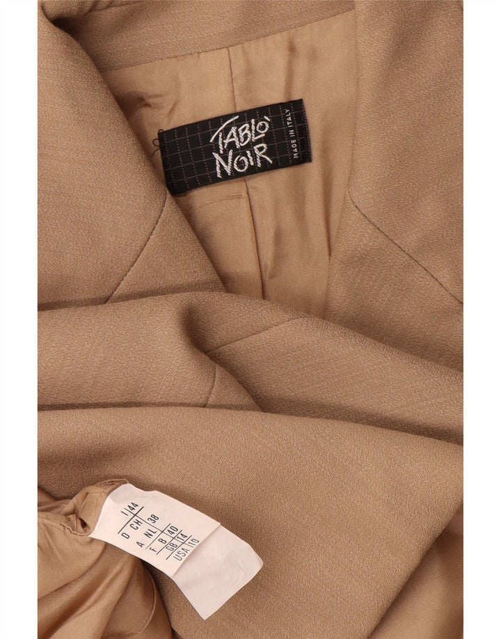 Giacca blazer vintage da donna a 4 bottoni UK 14 lana vergine beige medio