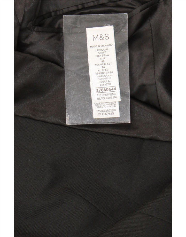 Giacca blazer a 1 bottone Marks & Spencer da uomo UK 38 poliestere nero medio