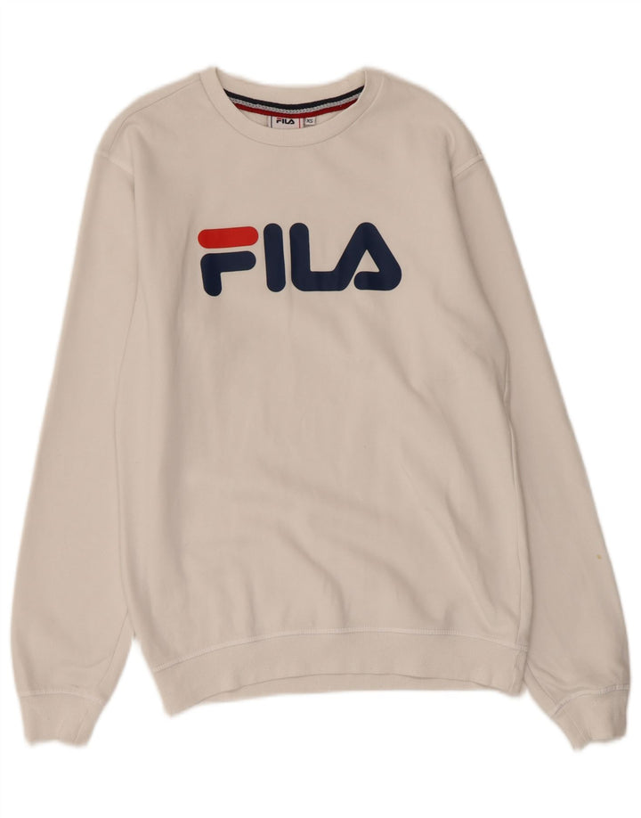 Felpa grafica da uomo FILA Maglione XS Cotone bianco