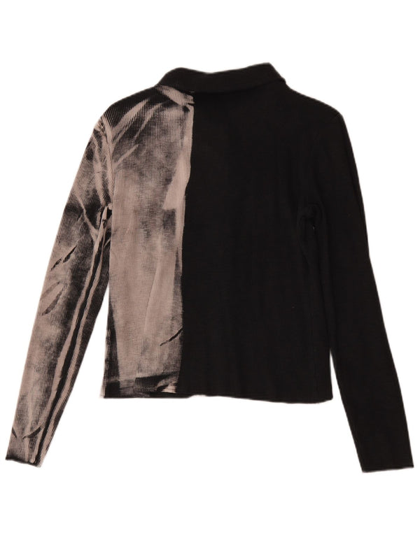 Zara Cardigan da donna Top UK 14 Large Nero Tie Dye Cotton