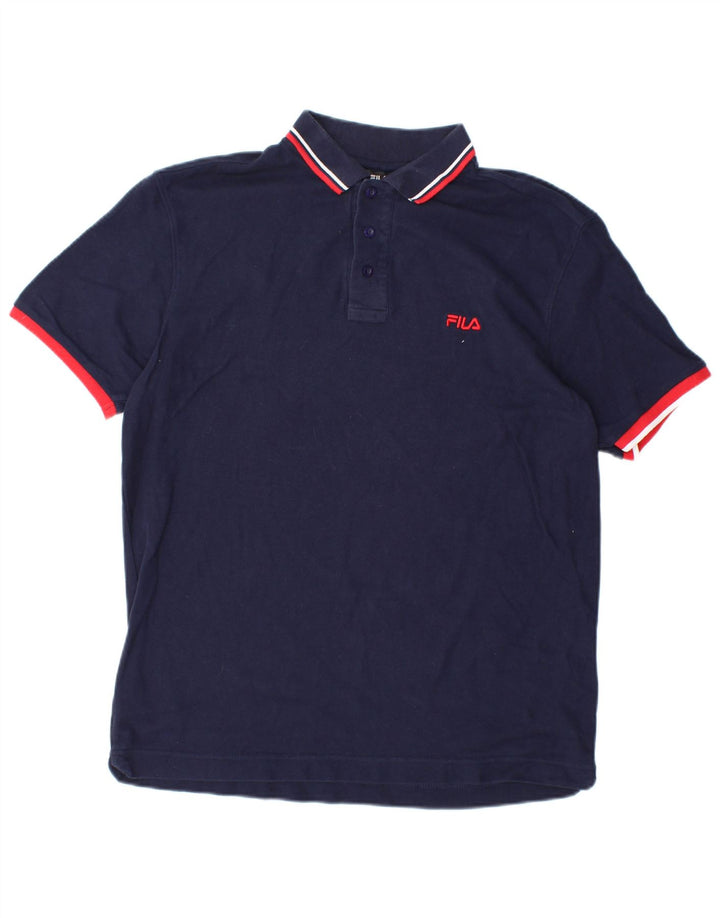 Polo da uomo FILA grande in cotone blu navy