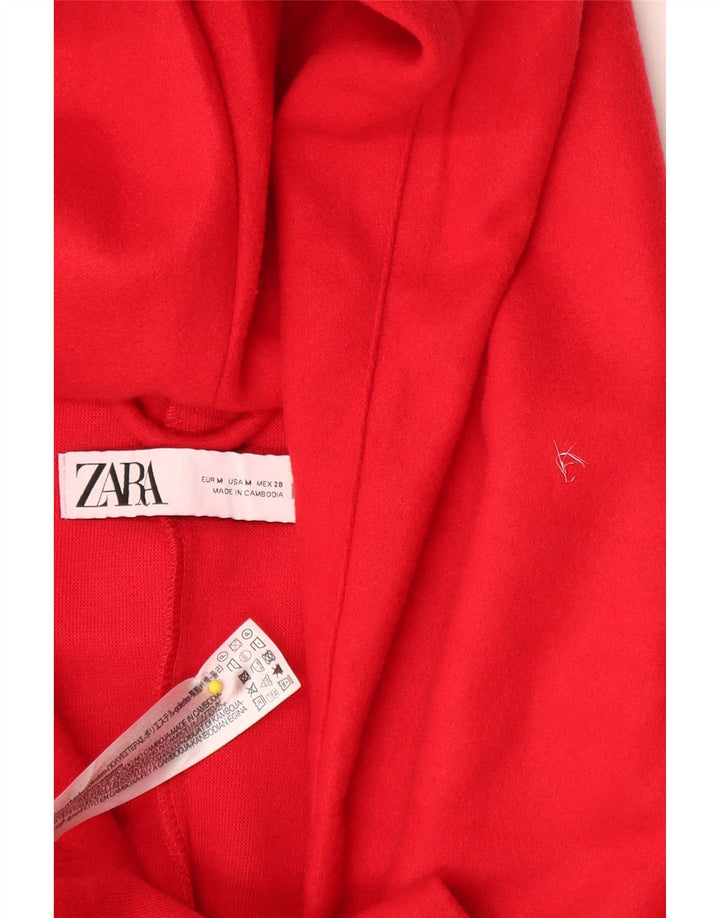 Cappotto con cappuccio da donna Zara UK 14 poliestere rosso medio