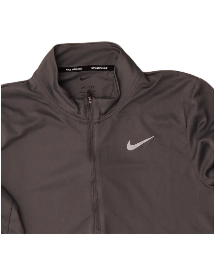 NIKE Top da tuta da uomo Dri Fit con zip e collo in poliestere piccolo grigio