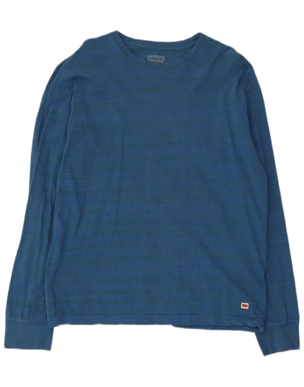 Levi's Maglia da uomo a maniche lunghe in cotone gessato blu largo