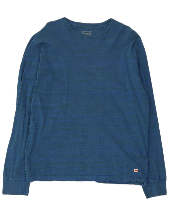 Levi's Maglia da uomo a maniche lunghe in cotone gessato blu largo