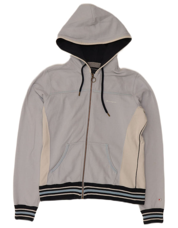 Maglione con cappuccio e zip da donna Champion UK 16 Large Blu Colourblock in cotone