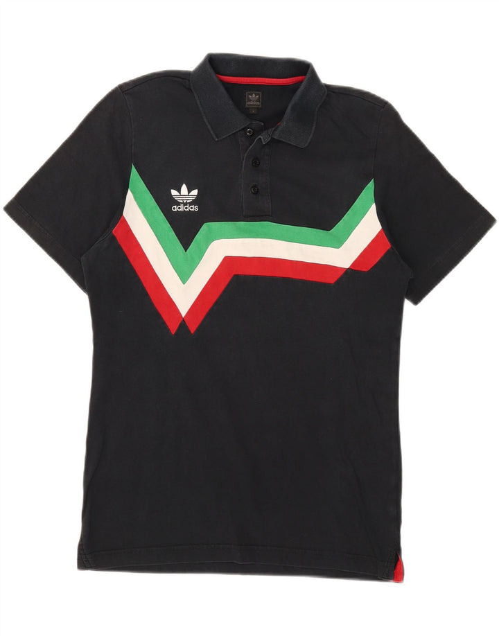 Polo ADIDAS da uomo piccola in cotone color block nero