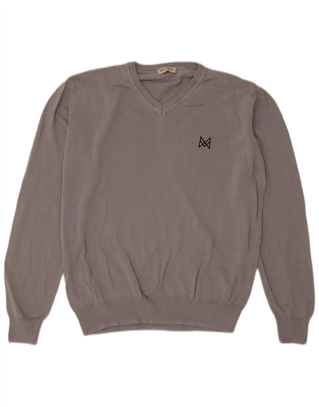 Maglione vintage da uomo con scollo a V, grande cotone grigio