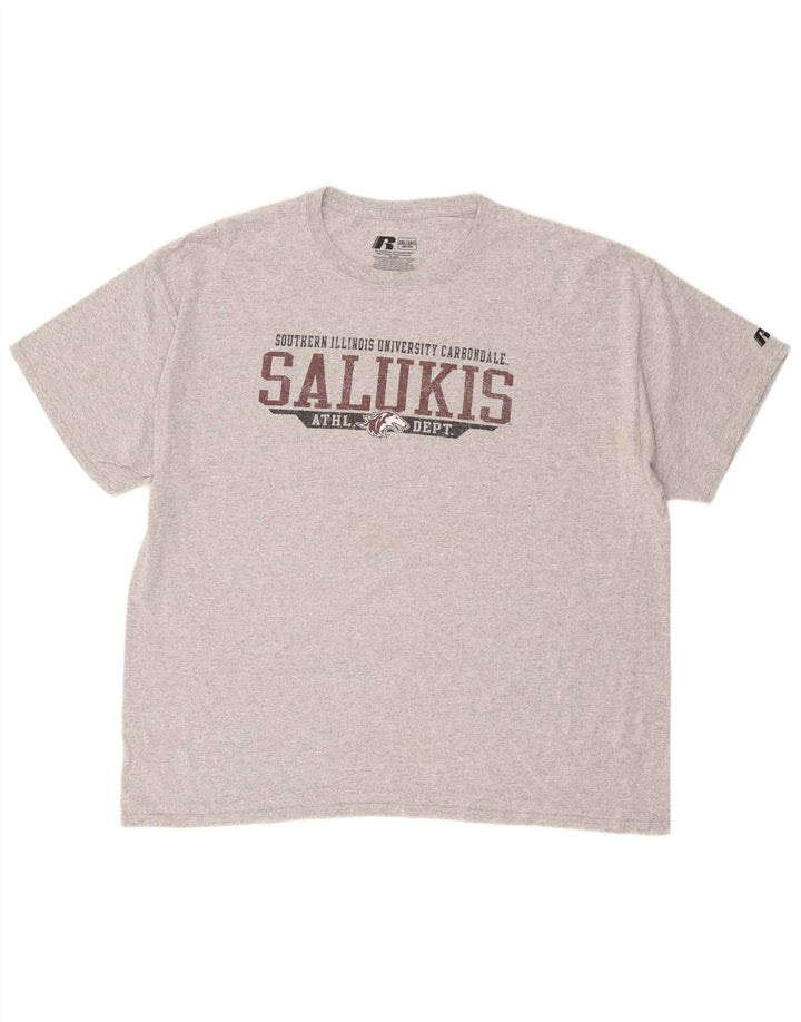 RUSSELL ATHLETIC T-shirt grafica da uomo Salukis Top 2XL cotone grigio