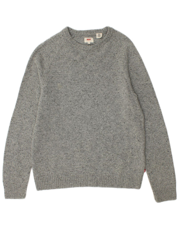 Maglione maglione girocollo da uomo Levi's in lana screziata grigio medio