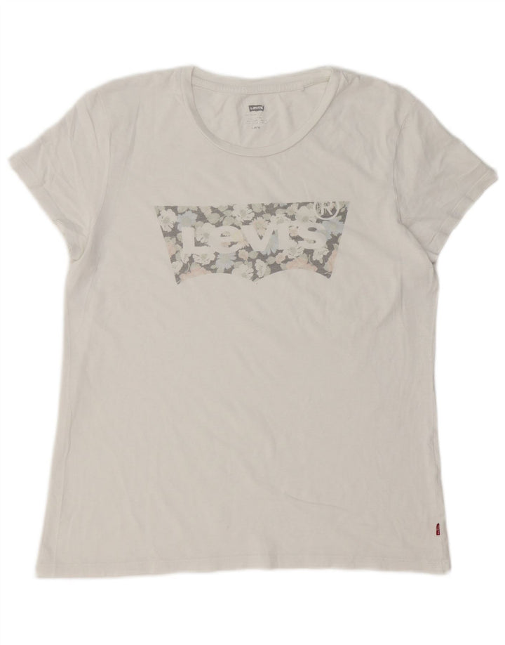 T-shirt grafica da donna Levi's Top UK 16 grande bianca