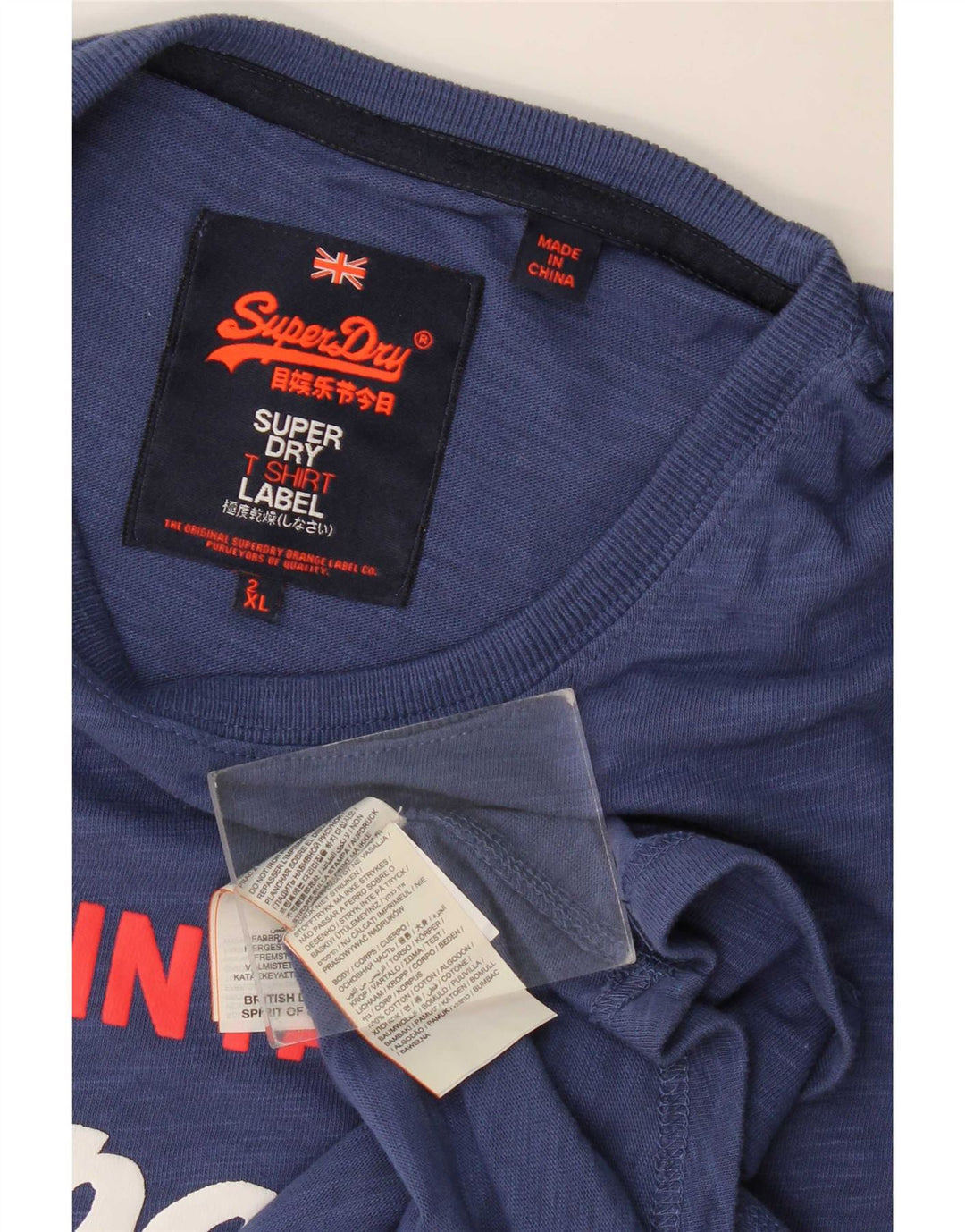 T-shirt grafica da uomo Superdry Top 2XL in cotone blu