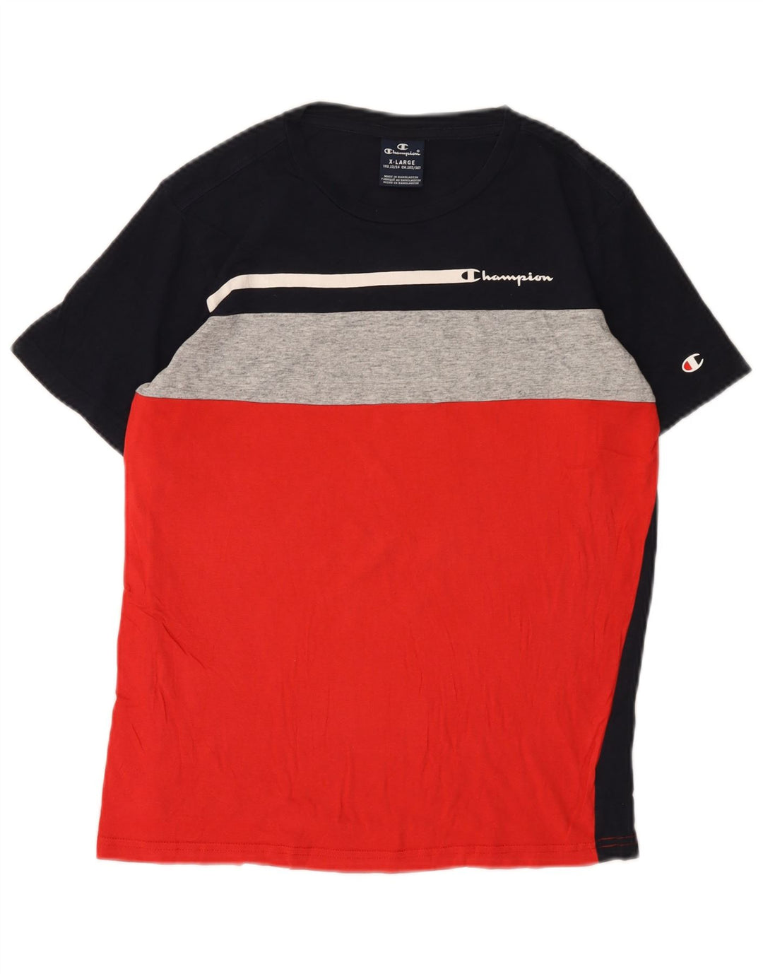 T-shirt CHAMPION per ragazzi 13-14 anni XL in cotone color block nero