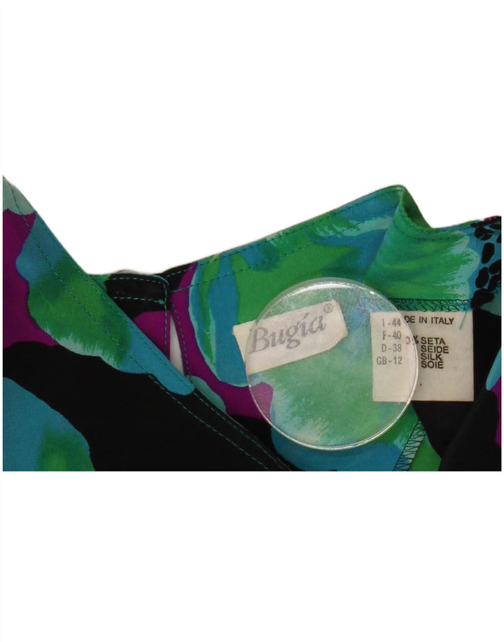 Abito a trapezio da donna VINTAGE UK 12 Seta floreale multicolore media