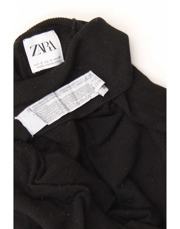 Maglione maglione a collo alto da donna Zara UK 10 piccolo in viscosa nera