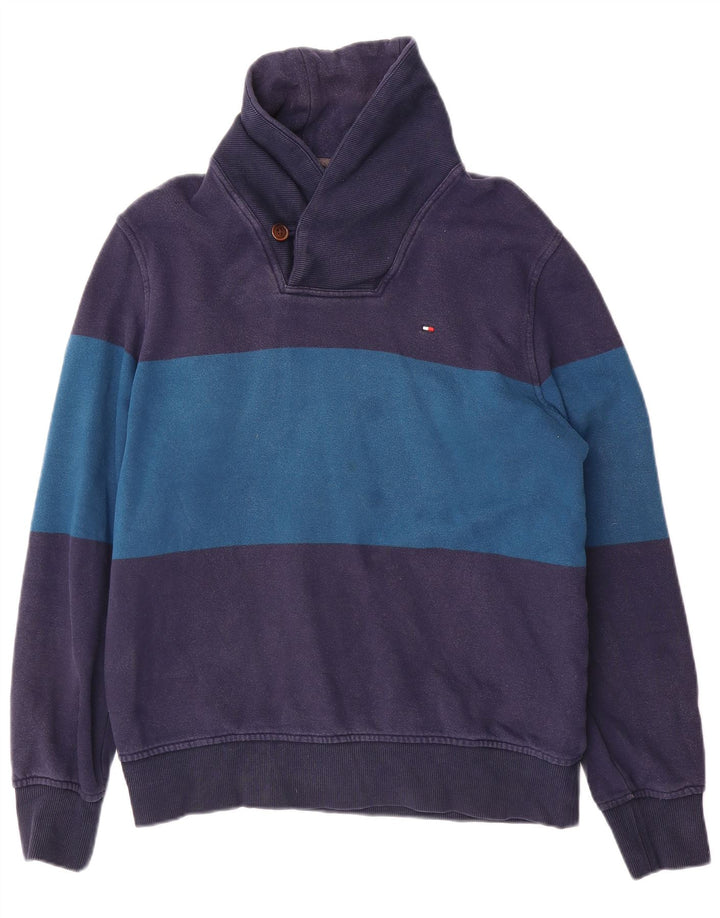 Tommy Hilfiger Uomo Felpa Maglione Medio Blu Navy Colourblock