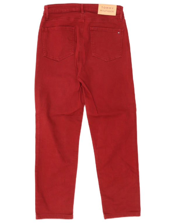 Jeans dritti a vita alta da donna Tommy Hilfiger W28 L24 cotone rosso